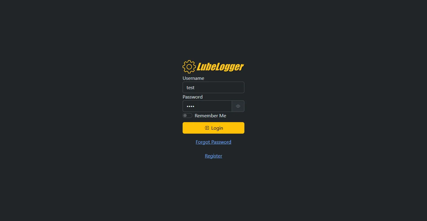 Image showing the login screen on the LubeLogger demo site.